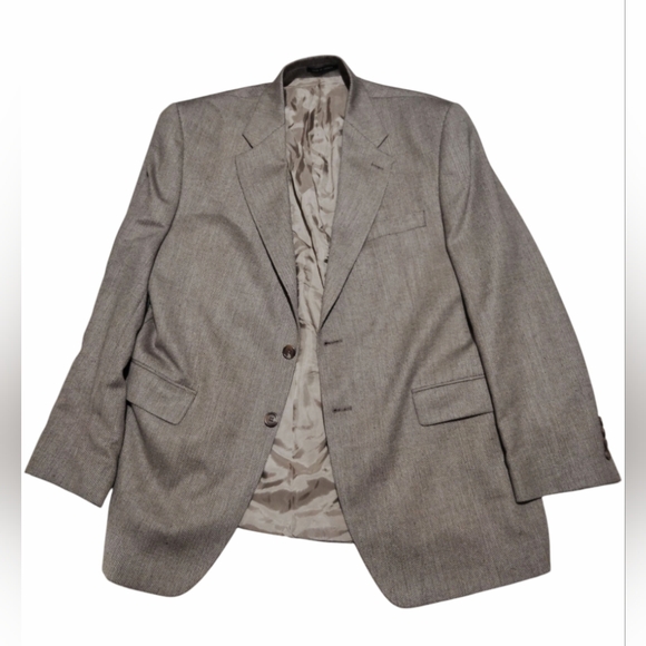 Lauren Ralph Lauren Suit Jacket Size 44R Tan Herringbone Pattern Green Label - Picture 1 of 9